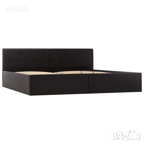 vidaXL Легло с повдигащ механизъм, черно, изкуствена кожа, 180x200 cм, снимка 4 - Спални и легла - 56146478