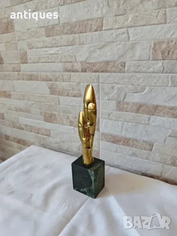 Бронзова пластика - "Лица" - Бодинкови - 21см, снимка 2 - Антикварни и старинни предмети - 56078234