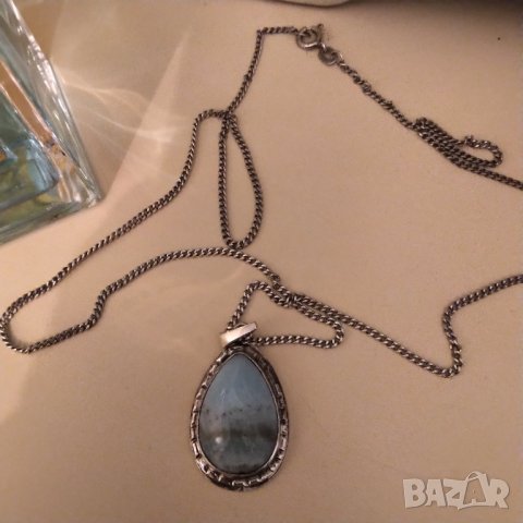 Авторско колие с естествен ларимар , снимка 2 - Колиета, медальони, синджири - 36886902