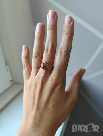 Руски златен пръстен  с рубин 3 , снимка 6 - Пръстени - 42462313