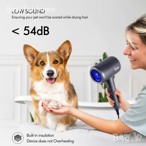 Преносим йонен сешоар с дифузер и концентрирана пръскаща глава,Бързо изсъхване,сив+златен акцент, снимка 5 - Сешоари - 44766645