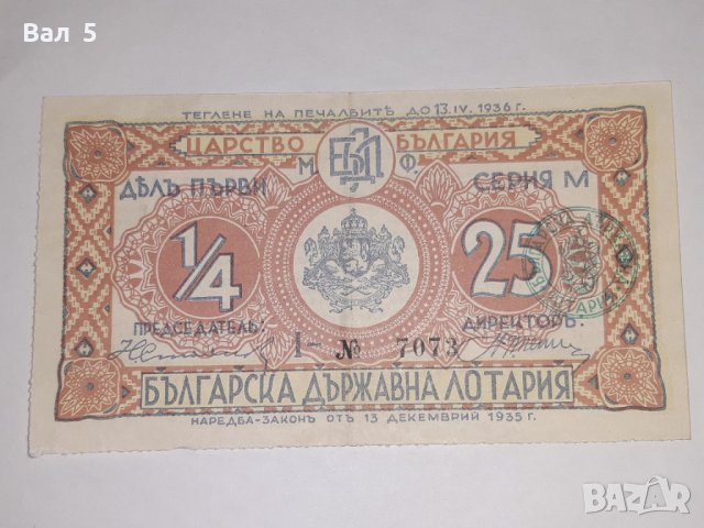 Стар лотариен билет , Царство България - 1936 г