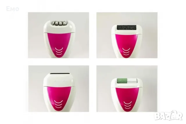 Уред за красота 4 в 1 приставки за обезкосмяване, тример, полиране на пети, снимка 6 - Електрически пили за пети - 48358978