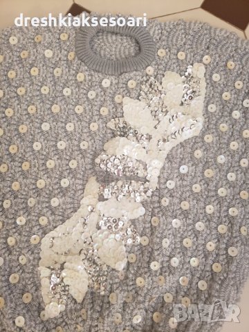 Единствена бройка !!! Плетена блуза с апликация , снимка 2 - Блузи с дълъг ръкав и пуловери - 42263688