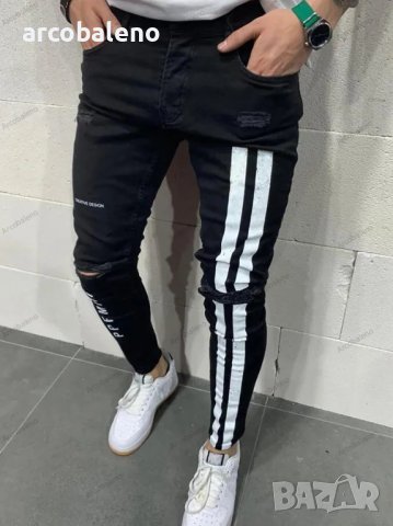 Мъжки модни протрити прилепнали дънки, 2цвята , снимка 4 - Дънки - 44407093