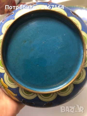 Клоазоне чиния с купа, снимка 11 - Антикварни и старинни предмети - 51801474