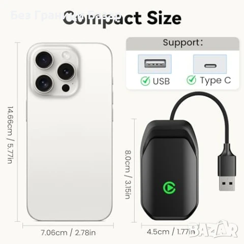 Нов Безжичен CarPlay адаптер за iPhone и коли с USB, iOS 10+ Айфон, снимка 2 - Друга електроника - 50555631