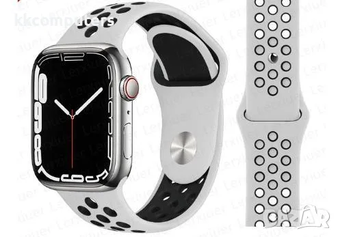 Силиконова спортна каишка за за Smart Watch 22m / Huawei GT, Samsung Gear и др. /Бял/Черен/ Баркод :