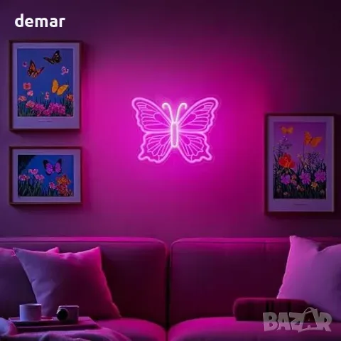 LED неонова пеперуда с USB захранване и регулируема яркост, снимка 6 - Други стоки за дома - 56228534