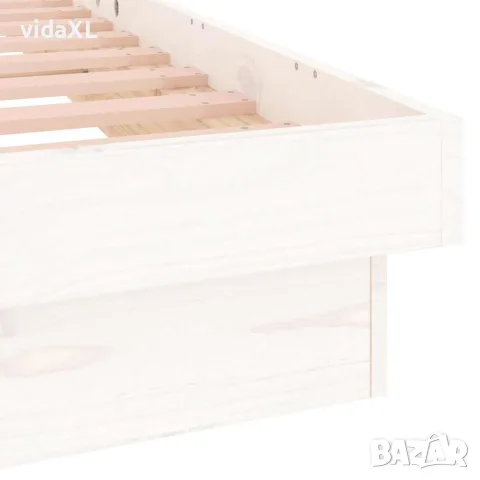 vidaXL LED рамка за легло бяла 140x190 см масивно дърво, снимка 9 - Спални и легла - 56147944