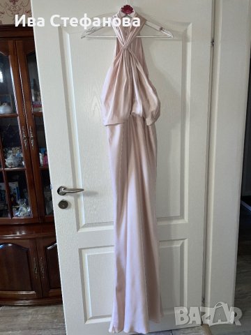 бална абитуриентска рокля парти елегантна рокля тип русалка сатен бежова натурален цвят ASOS, снимка 18 - Рокли - 44492983