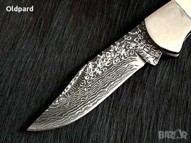 Класически сгъваеми джобен нож (серия Дамаск) с костна дръжка. (ER956WB), снимка 2 - Ножове - 39501841