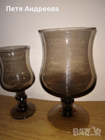Сервиз чаши от опушено стъкло - 35 броя, снимка 2 - Сервизи - 37672594