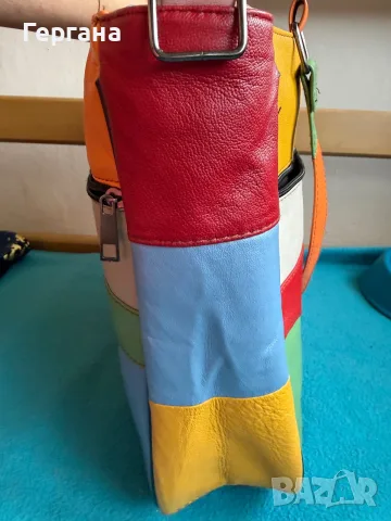Дамска цветна чанта (Patchwork) от 100% естествена кожа, снимка 7 - Чанти - 56436632