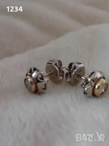 Старинни златни обеци цветя с диаманти 0,64 к. ръчно изработени, снимка 2 - Обеци - 54015261