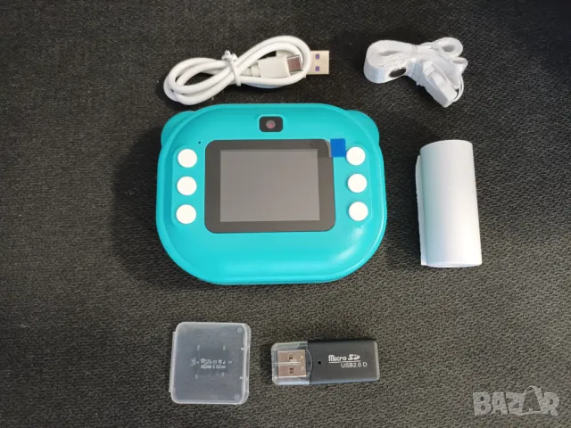 Детски фотоапарат с принтер microSD 32BG и четец, камера с незабавно отпечатване на снимки, снимка 11 - Електрически играчки - 46862080