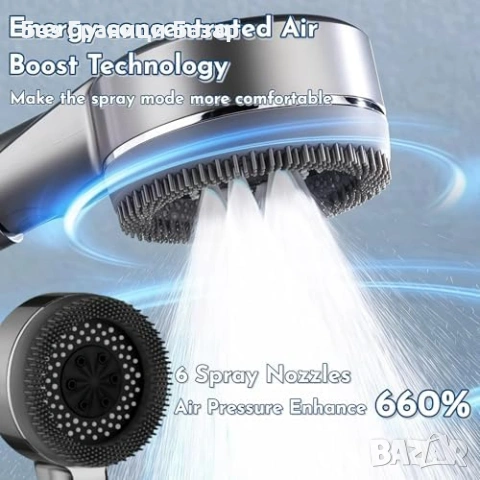 Нова Филтрираща душ глава за баня 4 режима масажен шлаух 1.5м черен, снимка 4 - Други стоки за дома - 53887991