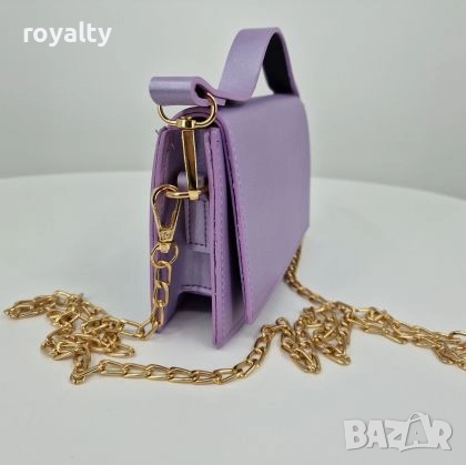 Лилава Кожена Дамска Чанта , снимка 2 - Чанти - 52077083