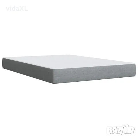 vidaXL Боксспринг легло с матрак, светлосиво, 160x200 см, плат, снимка 9 - Спални и легла - 56146933