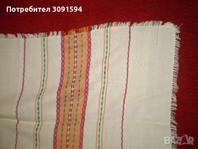 Традиционен българска  покривка в бяло многоцветни мотиви, снимка 5 - Покривки за маси - 48721964