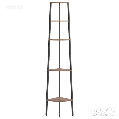 vidaXL Ъглова етажерка с 5 рафта Тъмнокафяво и черно 45,5x31,5x180 см, снимка 3 - Етажерки - 56147063