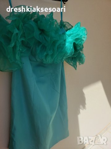 Зелена официална елегантна рокля сатен, снимка 6 - Рокли - 42263244