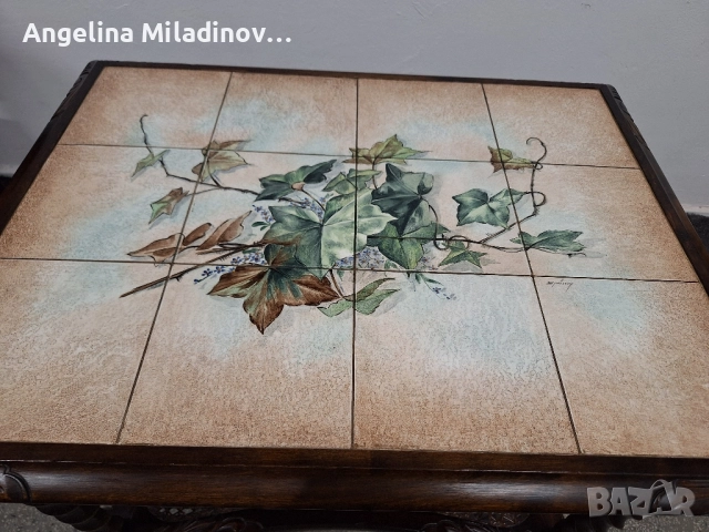 Винтидж маса с плочки и ратан , снимка 3 - Маси - 51619150