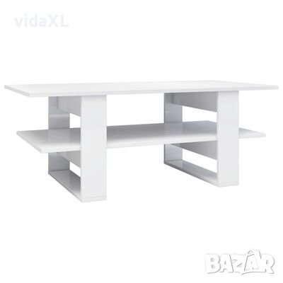 vidaXL Маса за кафе, бял силен гланц, 110x55x42 см, ПДЧ（SKU:800546, снимка 1