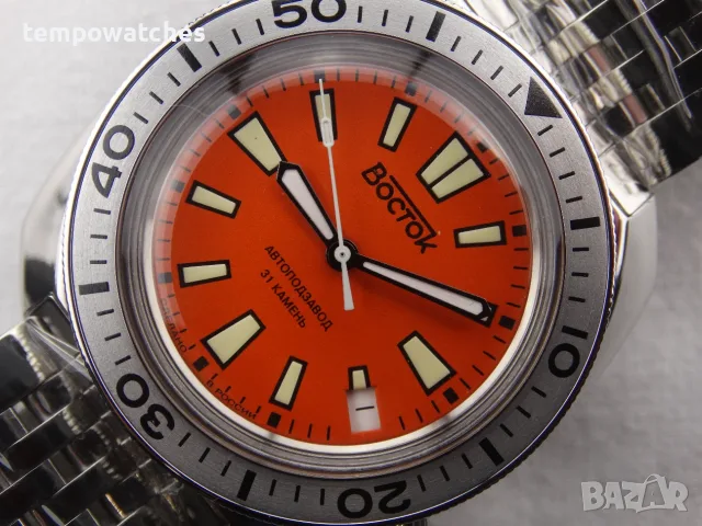 ВОСТОК АМФИБИЯ АВТОМАТИЧЕН-"ЧЕРЕПАХА"-"ORANGE" ref: 70085В, снимка 10 - Мъжки - 48082148
