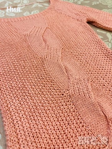 Дамски пуловер цвят корал, снимка 2 - Блузи с дълъг ръкав и пуловери - 39270037