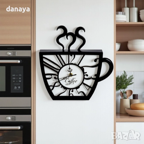 6120 Модерен кухненски стенен часовник Чашка кафе, снимка 4 - Стенни часовници - 51743602