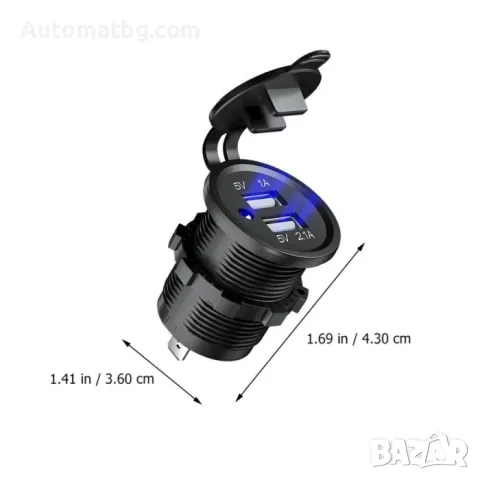 Двойно USB зарядно Automat, 12 - 24V, Черен, снимка 4 - Аксесоари и консумативи - 48982048