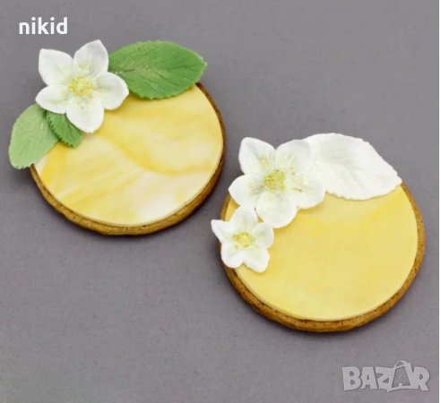 Цвят на Праскова цвете и листа силиконов молд форма фондан смола шоколад украса декор торта  сладки, снимка 4 - Форми - 31263849