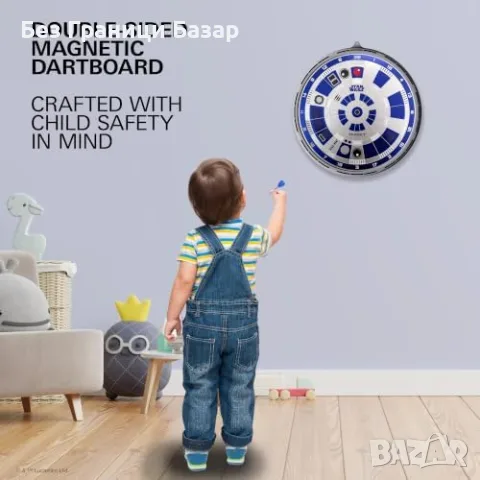 Нов детски Star Wars R2-D2 магнитен дартс комплект за деца 3+ с 6 стрелички за игра, снимка 4 - Образователни игри - 55837921