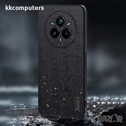 Realme 14 Pro 5G Удароустойчив Wood Texture PU Leather/ Coated PC TPU Кожен Калъф и Протектор, снимка 6 - Калъфи, кейсове - 50701530