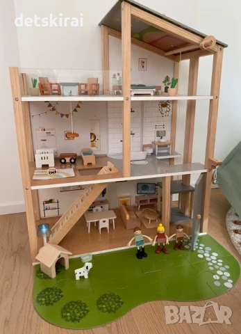 Огромна дървена къща за кукли PLAYLAND XXL, снимка 5 - Кукли - 51309317