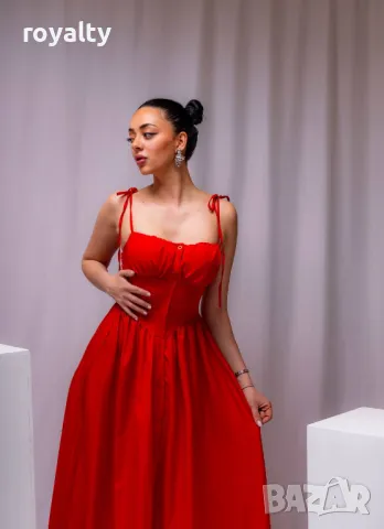 Червена стилна дамска рокля , снимка 3 - Рокли - 50047796