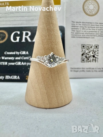 Сребърен пръстен с мойсанит (Диамант) 0.6 карата, снимка 3 - Пръстени - 53331300