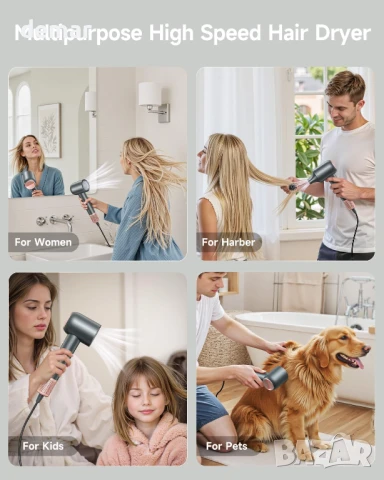 Сешоар KAITOL, 2000W професионален високоскоростен сешоар с 4 настройки за топлина и 2 скорости, снимка 4 - Сешоари - 50797445