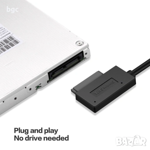 Адапторен кабел USB към 13Pin Slimline SATA Laptop CD/DVD Rom 13-Pin 13ПИНА 13-пин Optical Drive, снимка 2 - Части за лаптопи - 27012441