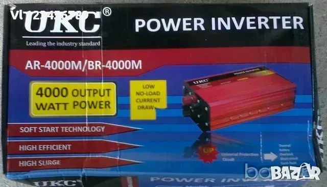 Висококачeствен мощен инвертор за автомобил UKC 12V-220V, 4000W, снимка 2 - Аксесоари и консумативи - 49688226