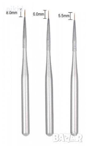 3 бр тънки фини четки за маникюр декорация декориране рисуване, снимка 3 - Продукти за маникюр - 30330443