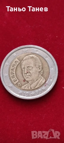 Испански монети от (1)и(2) евро със Допуснати грешки при изсичането.И със последователни години. , снимка 2 - Нумизматика и бонистика - 53981326