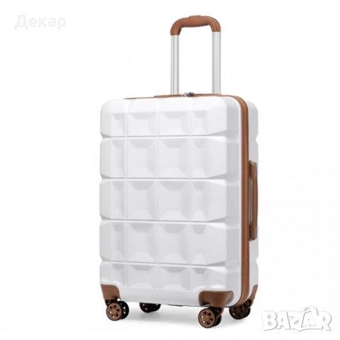 Куфар за пътуване Kono 24 инча,твърда ABS обвивка, TSA заключване, бял, снимка 1