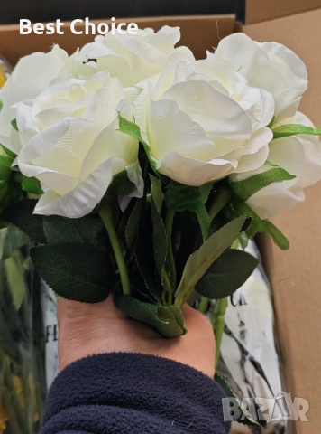 20 бр. реалистични изкуствени рози, коприна Justoyou, снимка 5 - Изкуствени цветя - 52720170