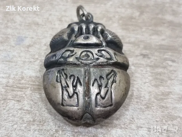 Сребърен медальон египетски скарабей, снимка 7 - Колиета, медальони, синджири - 55836194
