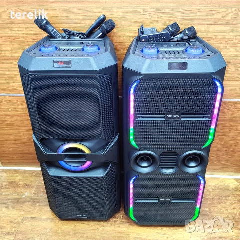 🔊 ABS-12202 – 12”×2 Xbass 200W 6000mah-50лв Професионална караоке тонколона, Bluetooth, 2 микрофонa, снимка 13 - Тонколони - 51831350