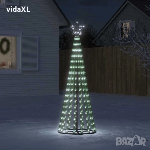 vidaXL Коледна елха светещ конус 275 LED студено бяло 180 см(SKU:358065), снимка 2 - Други - 52624233
