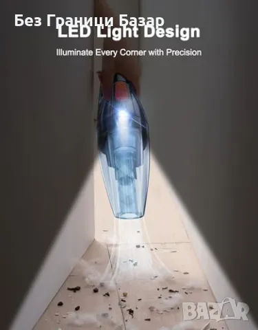 Нова Мини прахосмукачка 9000Pa – Компактна, бързо зареждане, HEPA филтър, снимка 4 - Прахосмукачки - 49012466