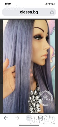 Перука от  висококачествен синтетичен косъм ,цвят   Омбре ( черно, сиво, лилаво), дължина 70см. , снимка 6 - Аксесоари за коса - 42815326